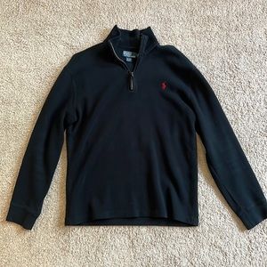 Black knit quarter zip by Ralph Lauren Polo